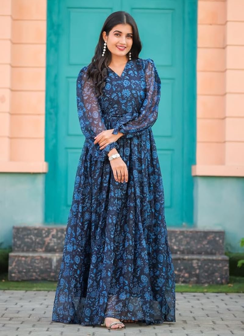 Women's Printed Round Neck Western Dresses for Women, Dress for Women, Dresses